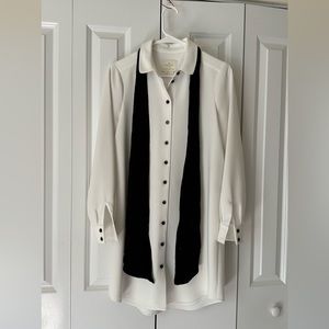 Kate Spade Ivory Griffin Shirt Dress with Black Velvet Tie